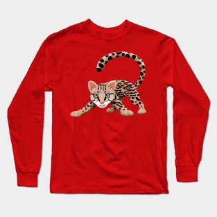 Cute ocelot cartoon illustration Long Sleeve T-Shirt